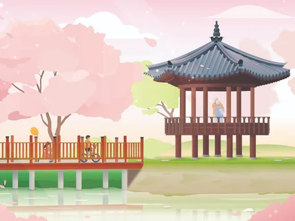 따뜻한 빛으로 동화같은 공간을 제작하는 벡터 일러스트