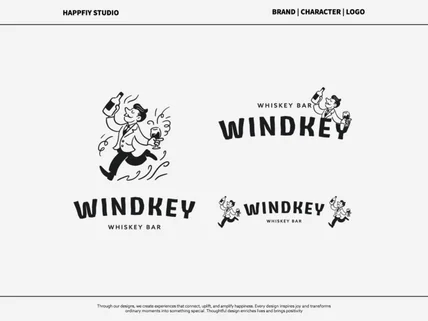 트랜디 힙한 귀여운 빈티지 레트로 캐릭터 로고 디자인