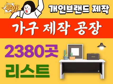 개인브랜드 가구 제작 및 부품 공장 2380곳 리스트