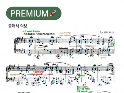 피아노 악보 손가락 번호•연주법 적어드립니다