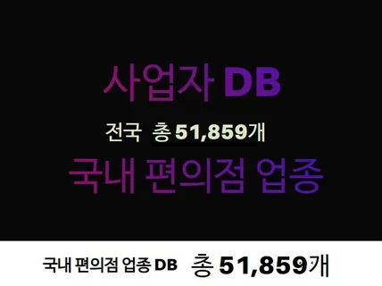 사업자 DB 제공 드립니다. 편의점 업종