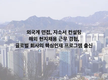 다수의 외국계 기업 및 해외 근무 경력의 취업컨설팅