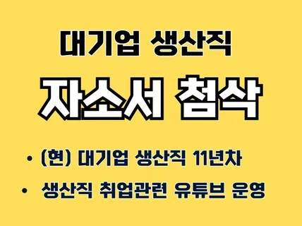 대기업 생산직 현직자의 자기소개서 첨삭