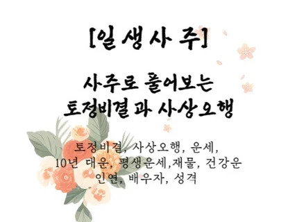 일생 사주, 2024년 신년운세 정답을 풀이해 드립니다