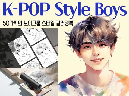 K-POP 아이돌 보이그룹 스타일그림 50가지 컬러링북