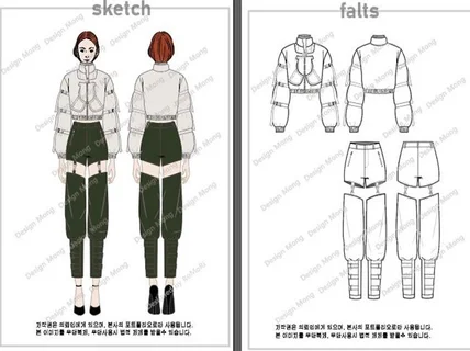 의류도식화   패턴까지 제작해 드립니다.