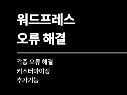 믿고 맡기는 워드프레스 오류 해결, 기능 추가