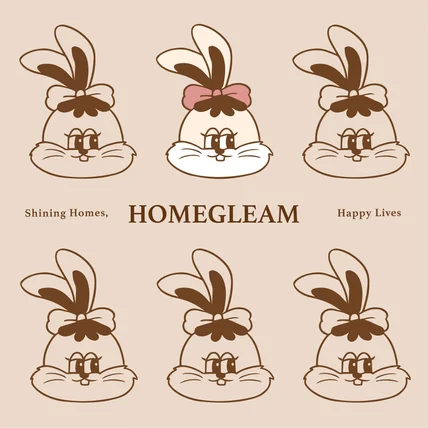 포트폴리오-'홈글림(HOMEGLEAM)' 생활용품샵 리빙샵 캐릭터로고디자인