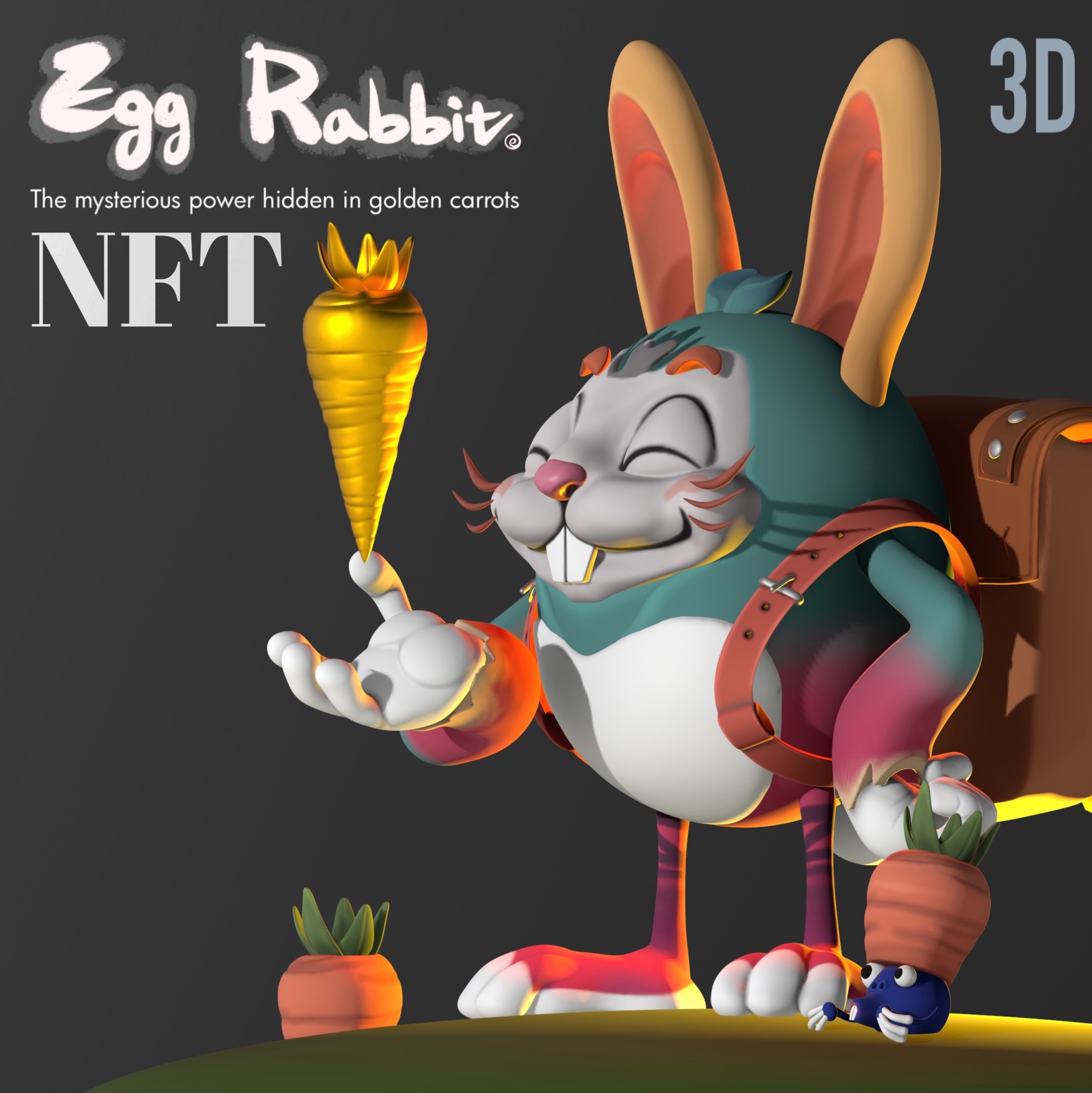 EGG RABBIT/ 토끼 캐릭터 디자인/ 3D 모델링/ NFT, NFT아트 포트폴리오 - 크몽