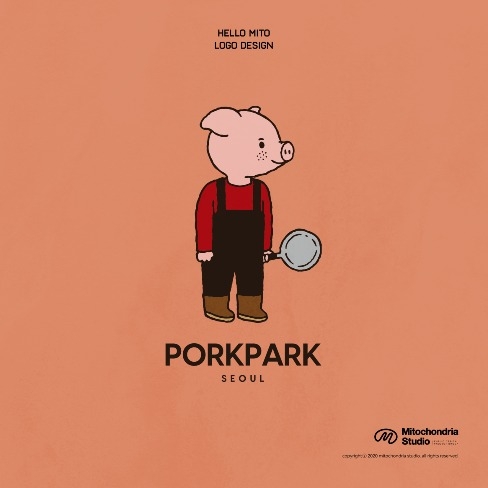 포트폴리오-돼지고기 배달 전문점 <포크파크(porkpark)> 일러스트 로고