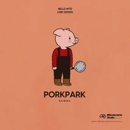 포트폴리오-돼지고기 배달 전문점 <포크파크(porkpark)> 일러스트 로고