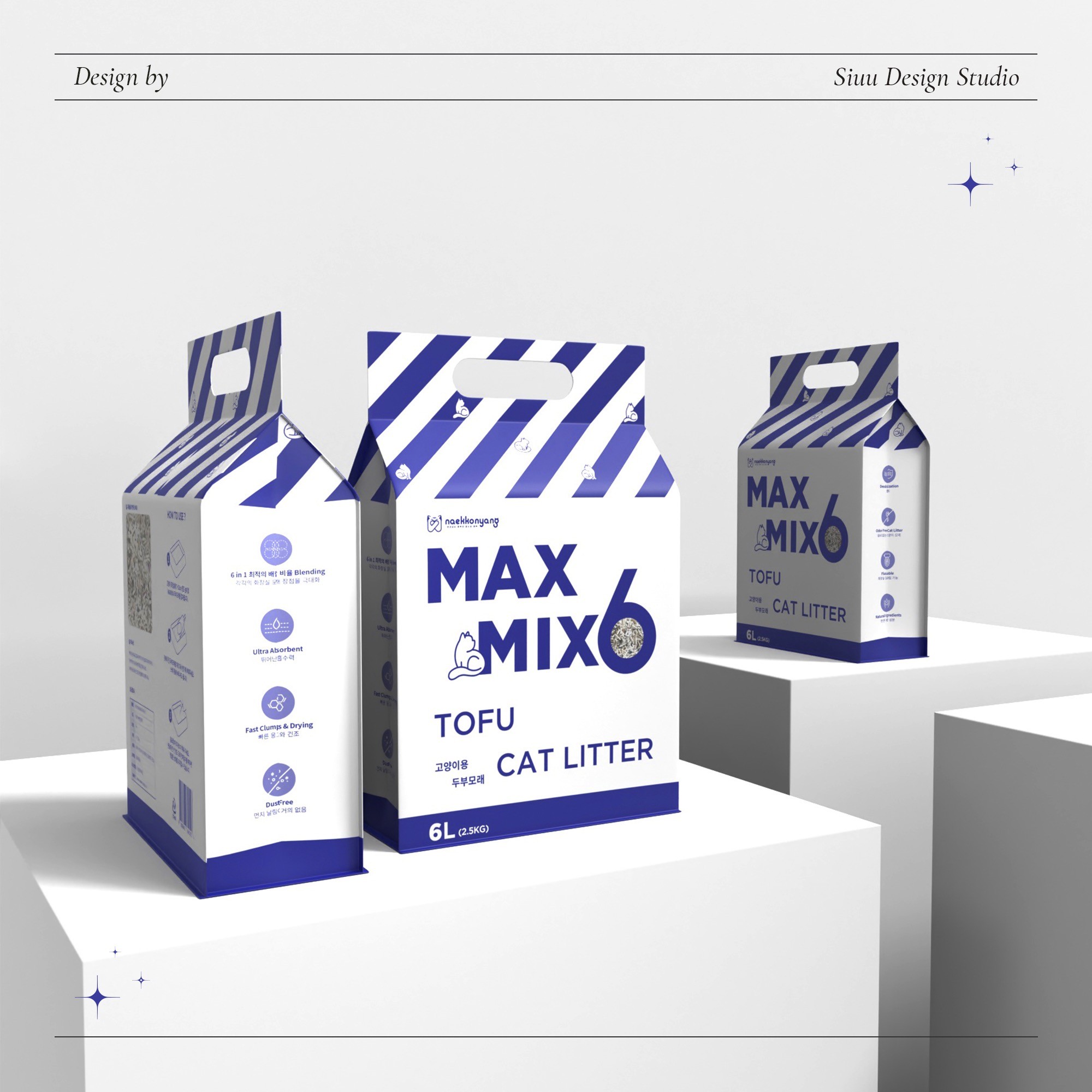 포트폴리오-내꼬냥 MAXMIX6 두부모래 패키지 디자인