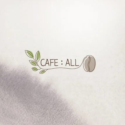 포트폴리오-"CAFE ALL" 식물카페의 감성적인 로고입니다.