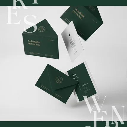 포트폴리오-Line Forest 와인바 로고 초대장 디자인