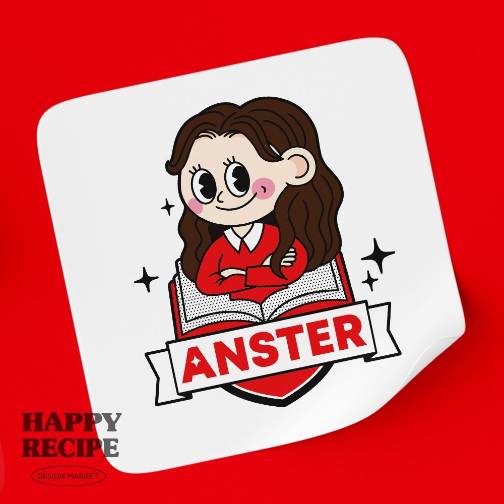 포트폴리오-국어 강사 [ANSTER] 캐릭터 로고 디자인