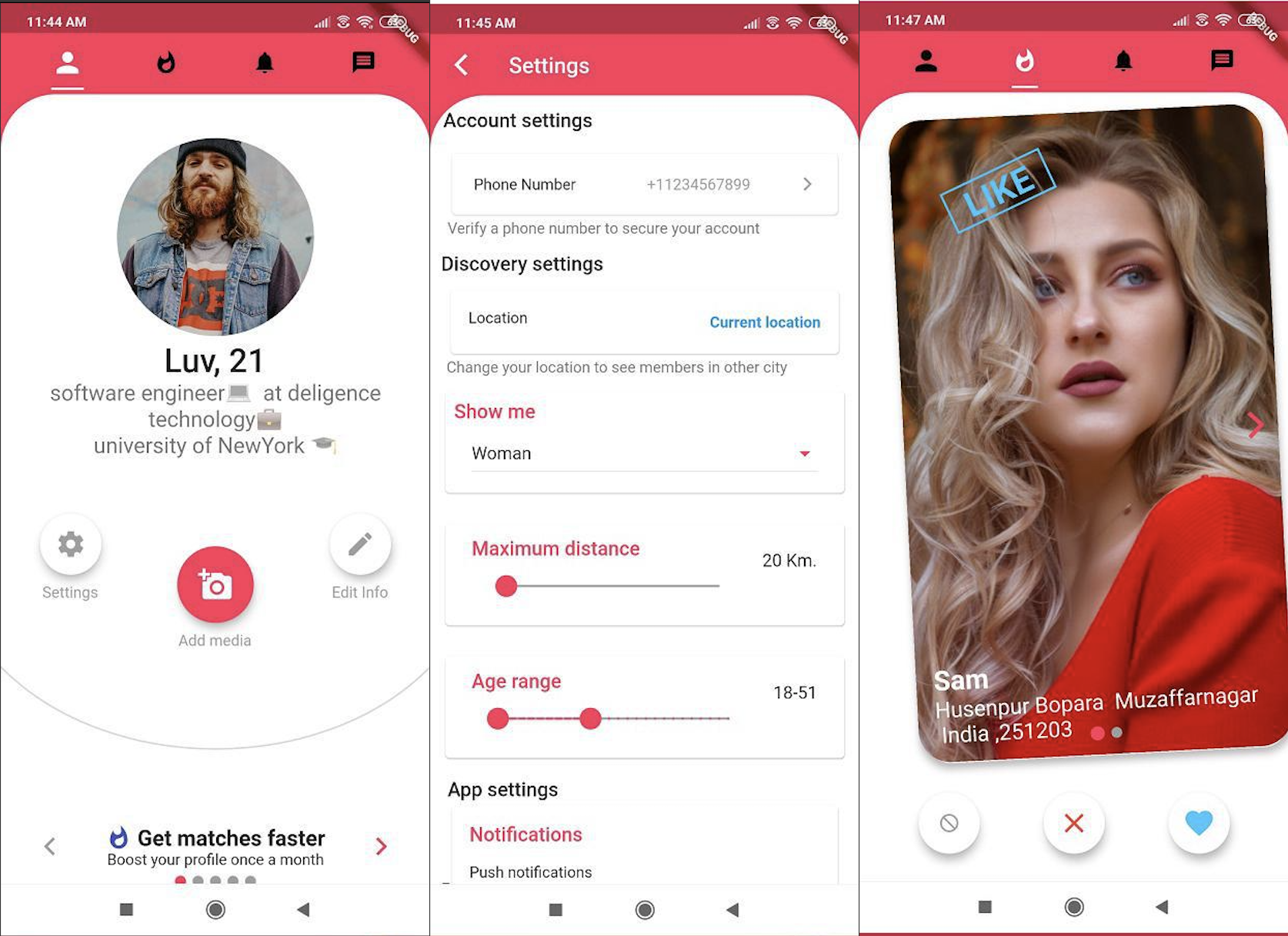 데이팅 앱, 앱 포트폴리오 - 크몽