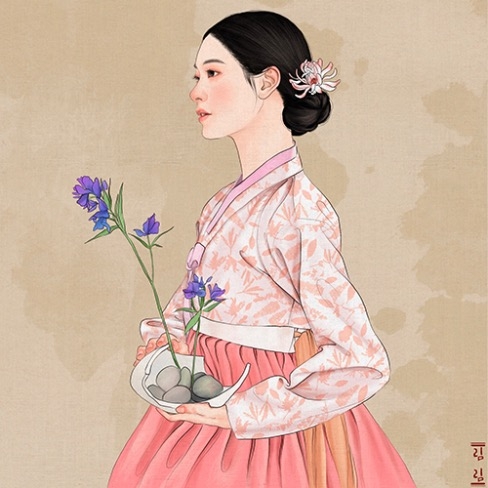 포트폴리오-독특한 한국화 풍 인물 일러스트