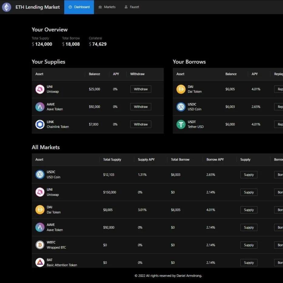 이더리움 가상자산 대출 플랫폼, 홈페이지 신규 제작 포트폴리오 - 크몽