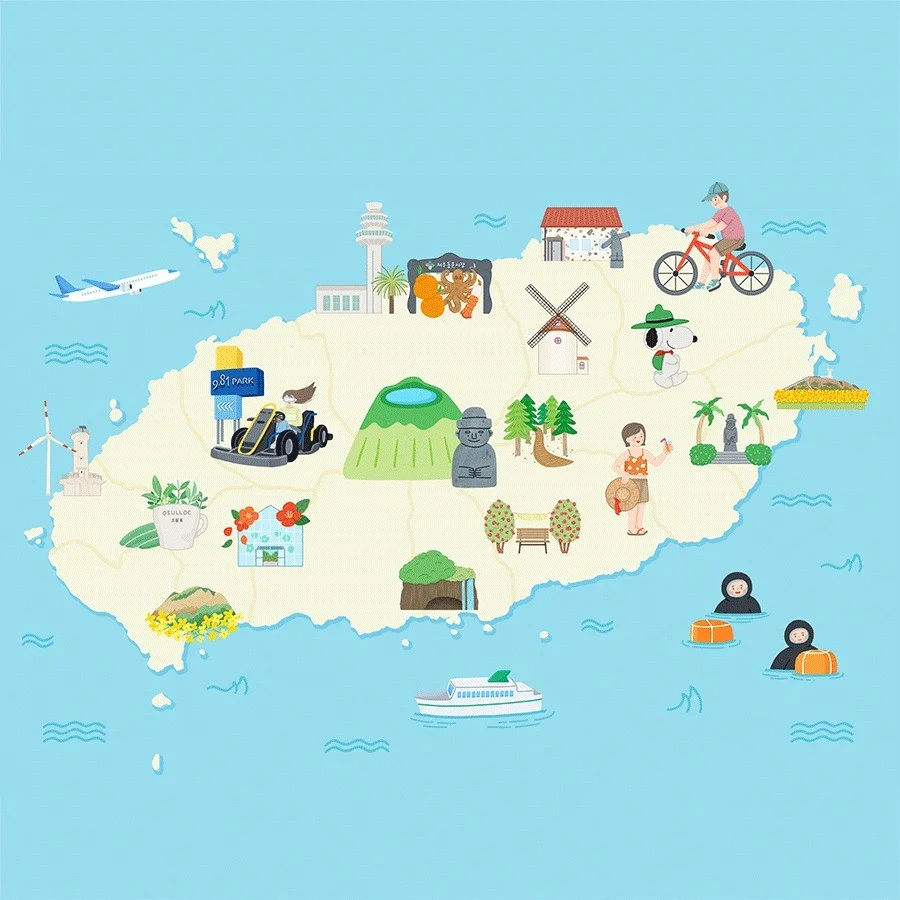 제주 지도 일러스트, 일러스트 포트폴리오 - 크몽