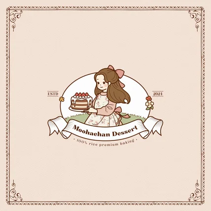 포트폴리오-'Moohaehan Dessert' 캐릭터 로고디자인