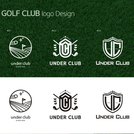 포트폴리오-골프클럽 로고디지인(컨셉 및 어플리케이션) 3가지 로고 디자인