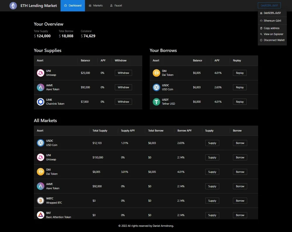 이더리움 가상자산 대출 플랫폼, 홈페이지 신규 제작 포트폴리오 - 크몽