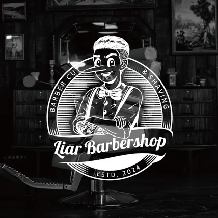 포트폴리오-바버샵 브랜드 ‘Liar barbershop’ 로고 디자인