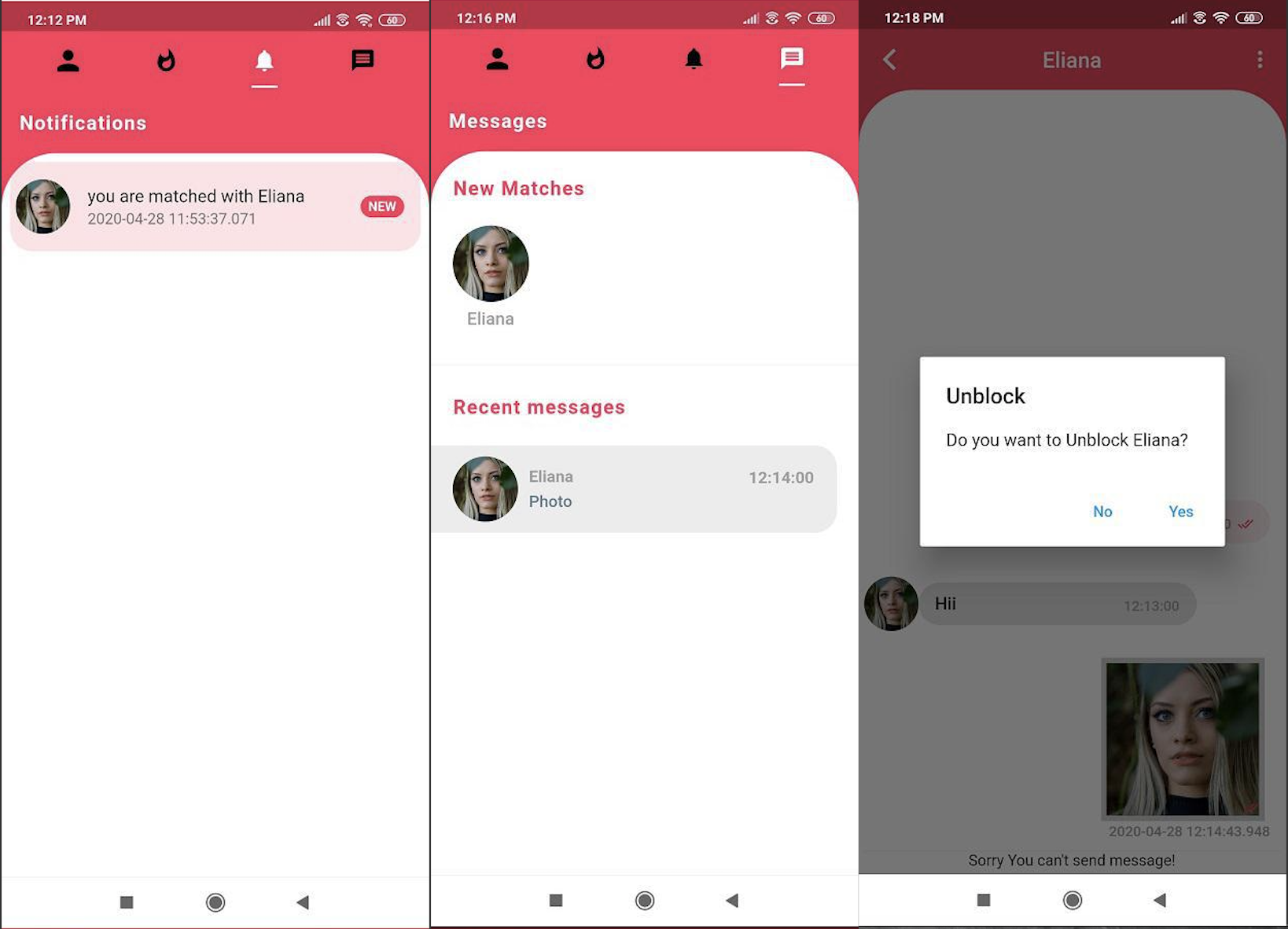 데이팅 앱, 앱 포트폴리오 - 크몽