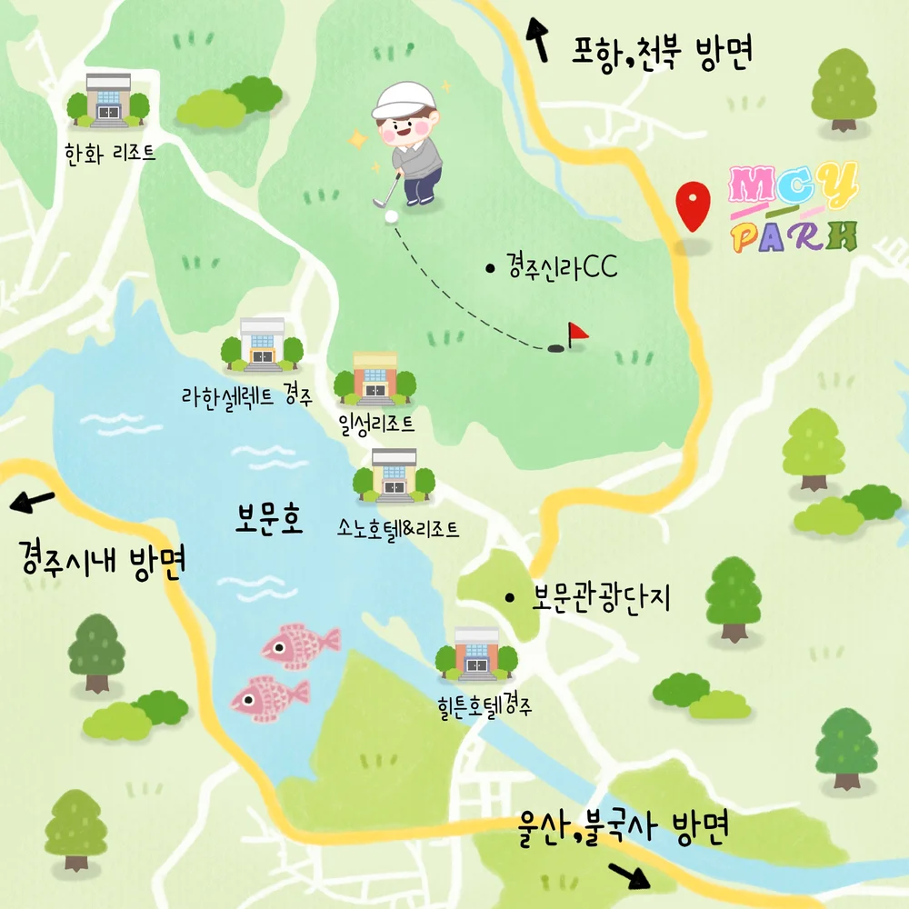 경주 오시는길 안내지도 일러스트, 일러스트 포트폴리오 - 크몽