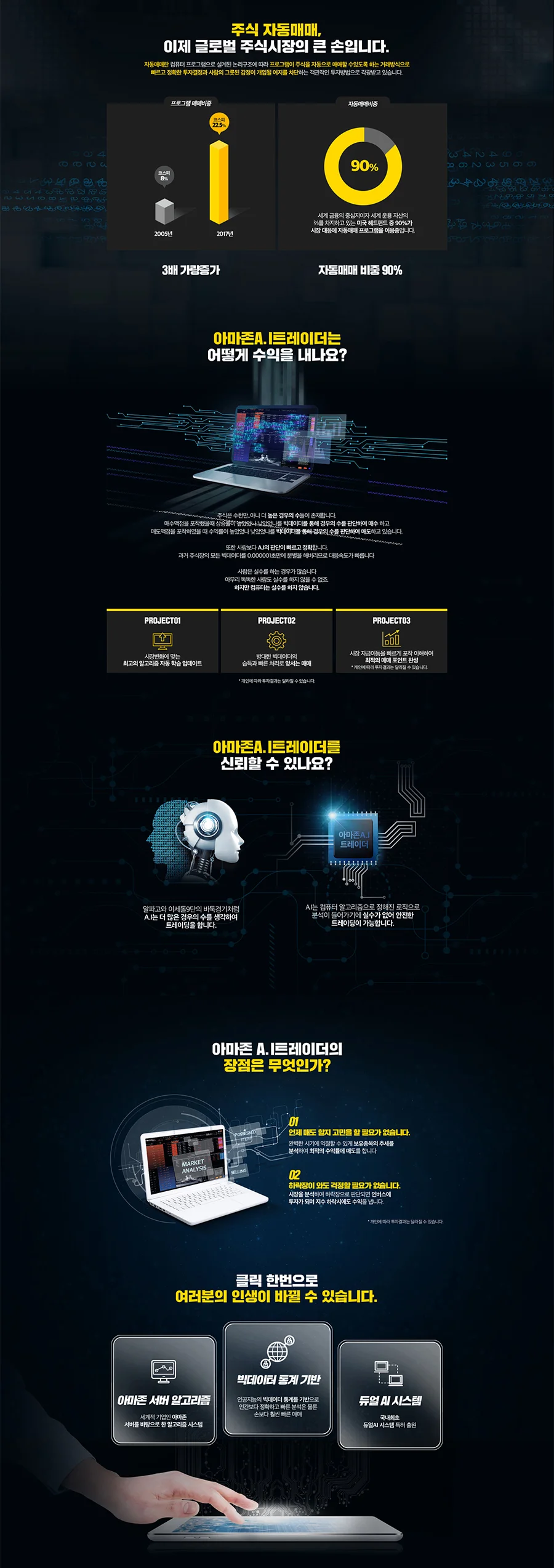 A.I 트레이더 주식시스템 랜딩페이지, 랜딩페이지 포트폴리오 - 크몽