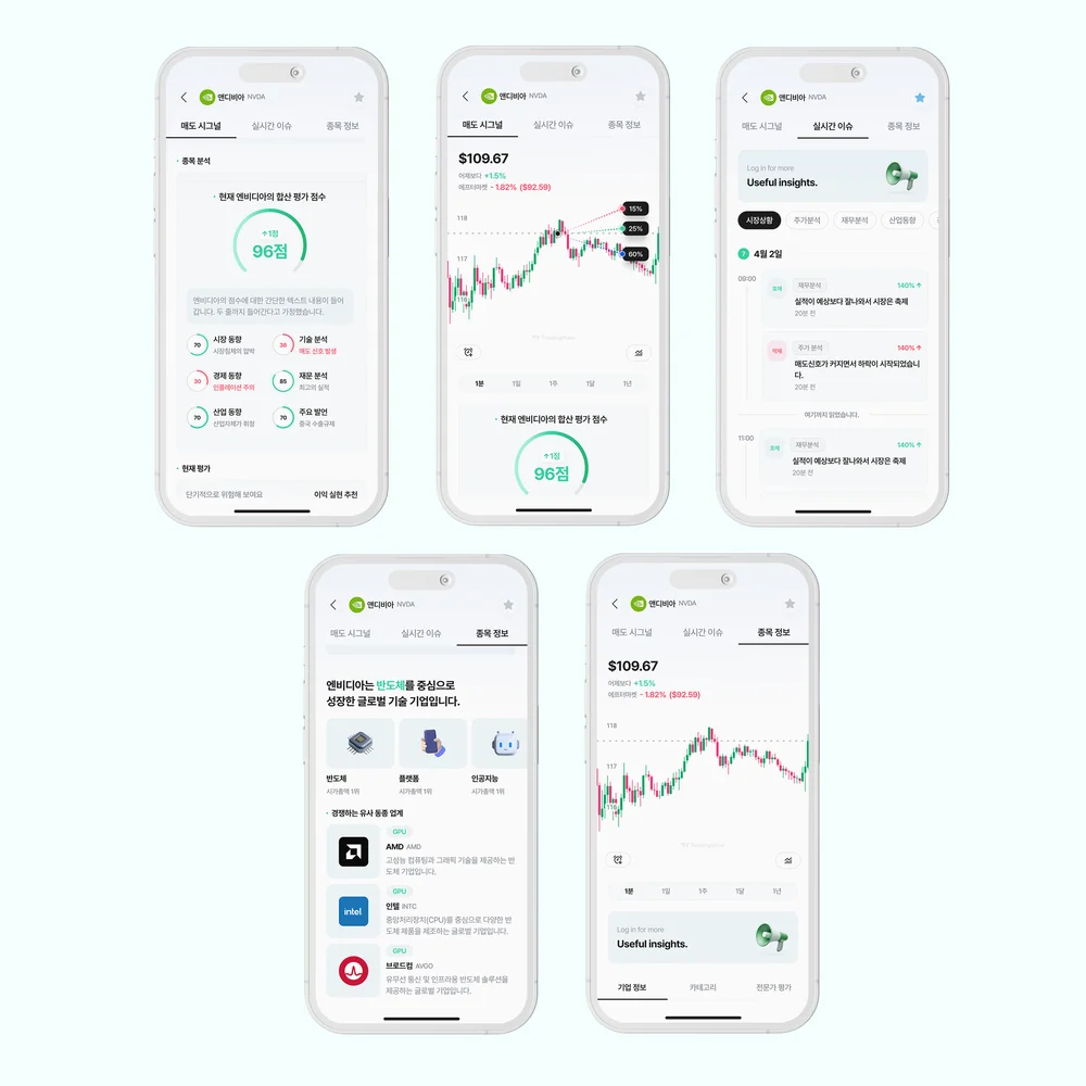 AI 주식 정보 앱, 앱·모바일 UI·UX 포트폴리오 - 크몽