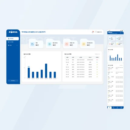 포트폴리오-코레일 고장신고시스템 관리자 반응형 웹디자인