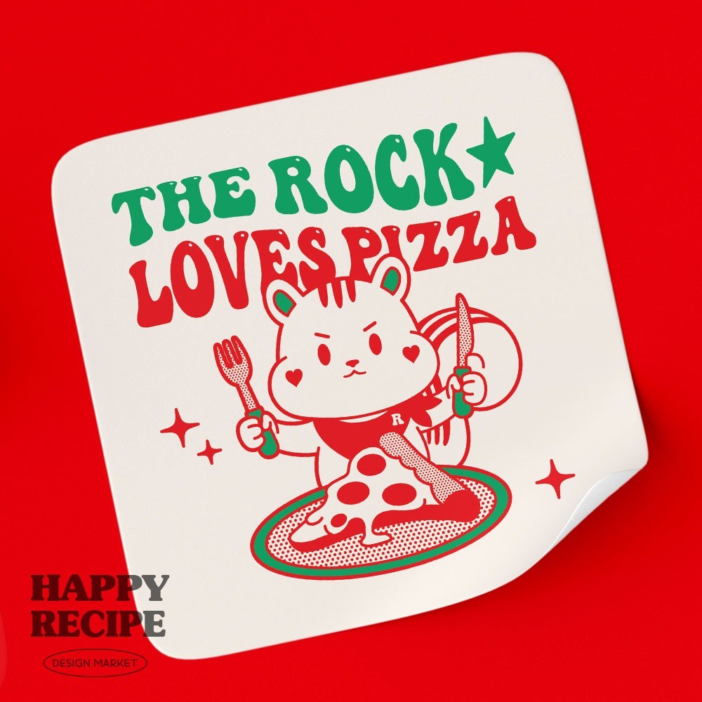 포트폴리오-피자 브랜드 [The ROCK LOVES PIZZA] 캐릭터 로고 디자인