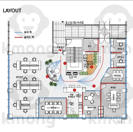 포트폴리오-20인 건설사 사무실 업무공간 레이아웃 제안