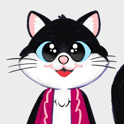 포트폴리오-색연필 질감 장화신은 검은 고양이 캐릭터