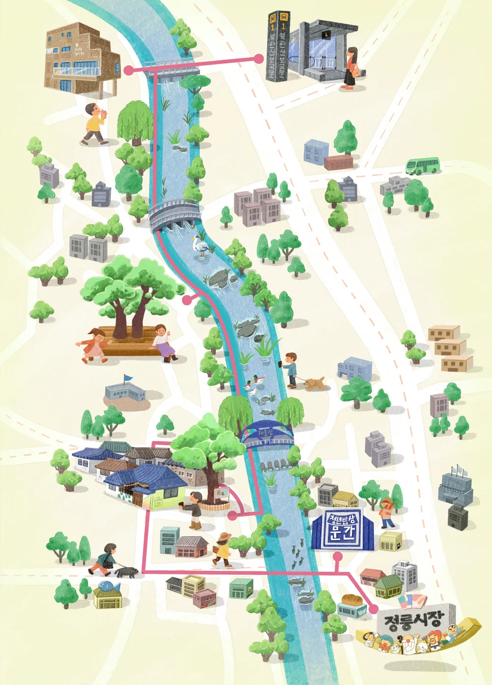 지도 일러스트, 일러스트 포트폴리오 - 크몽