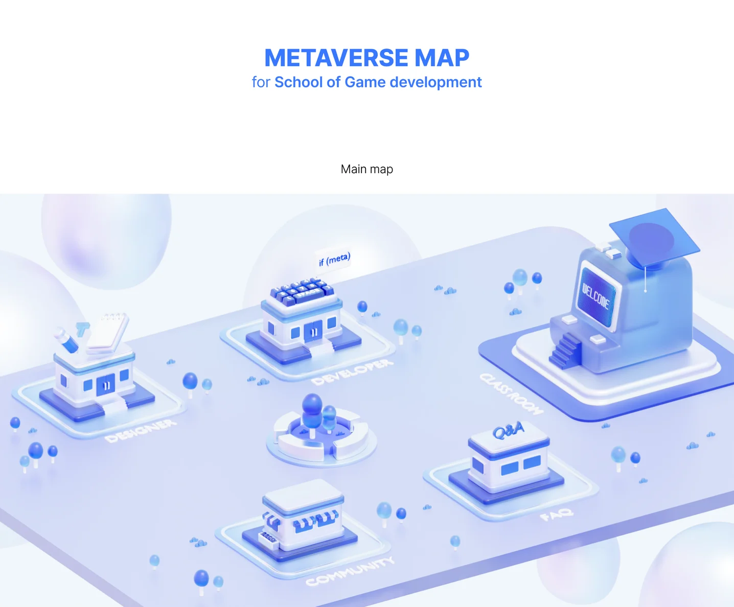 Metaverse Map for school of game development, 메타버스 포트폴리오 - 크몽