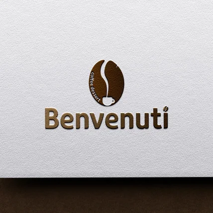포트폴리오-벤베누띠(Benvenuti) 카페의 로고 디자인입니다.