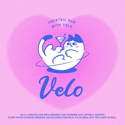 포트폴리오-velo(벨로) 칵테일바 캐릭터 로고 디자인