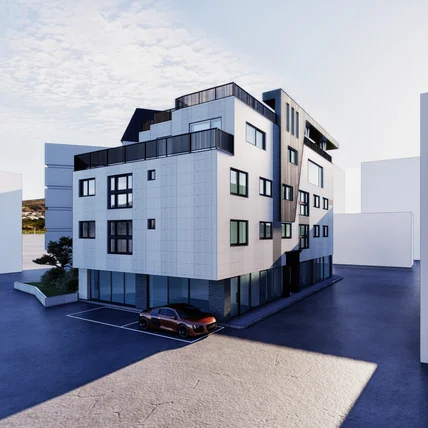 포트폴리오-신축 근린생활시설 건물3D모델링 & 옥외방수계획