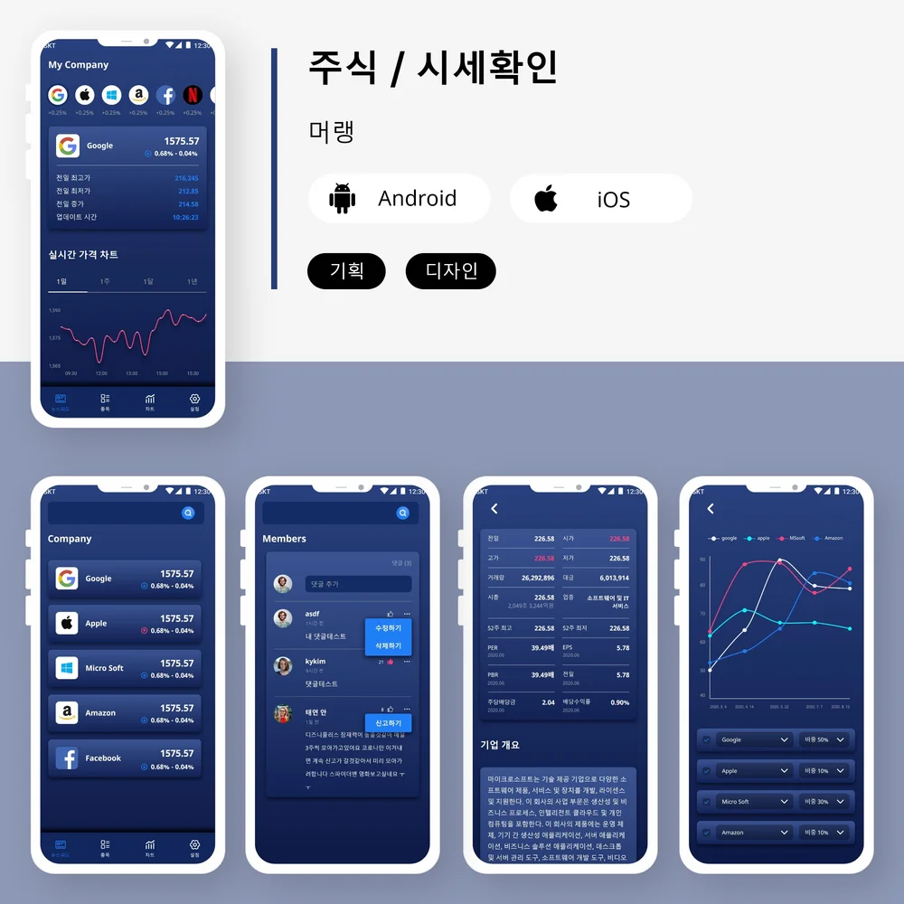 주식 / 시세확인, 웹 UI·UX 포트폴리오 - 크몽