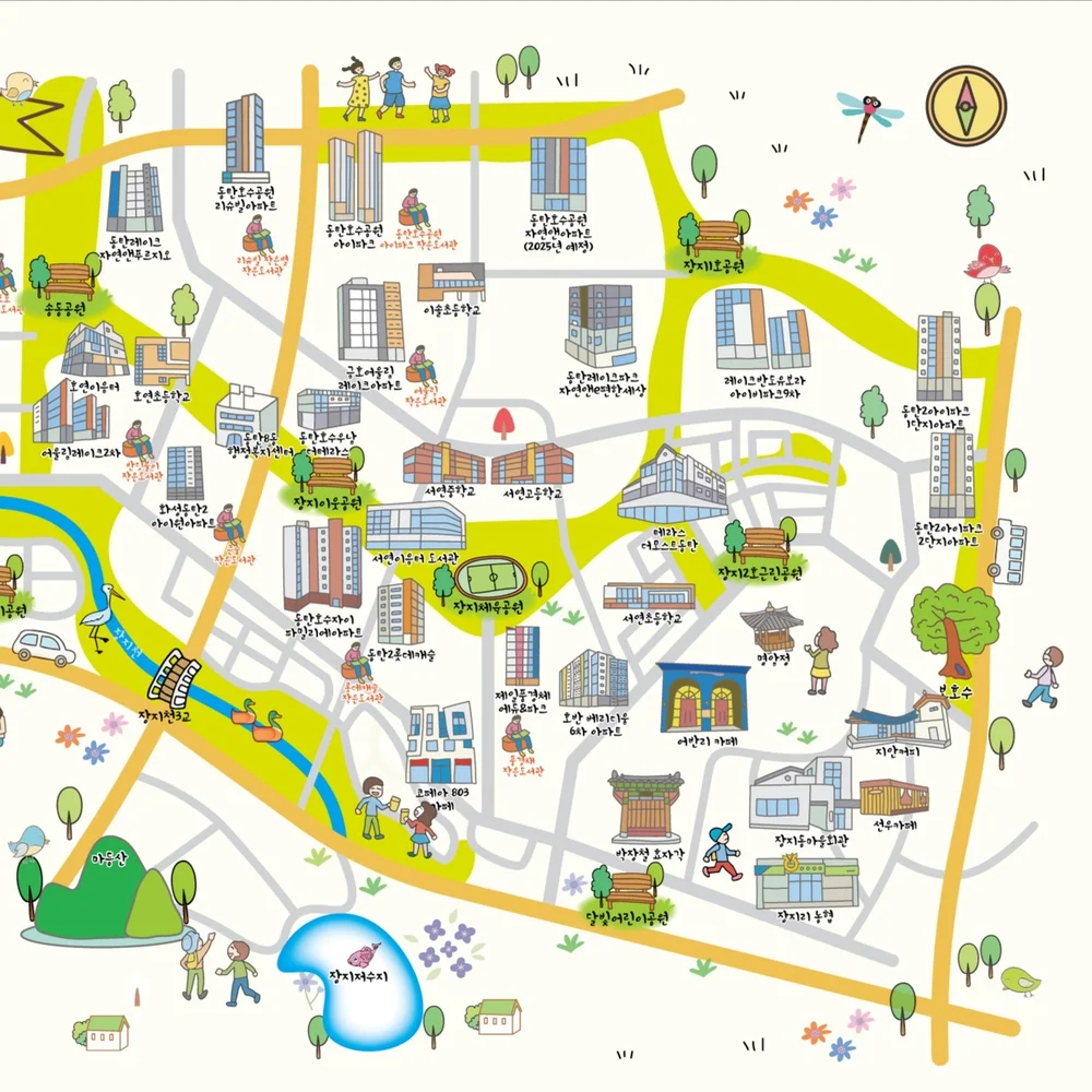 동탄컬쳐빌리지마을지도, 일러스트 포트폴리오 - 크몽