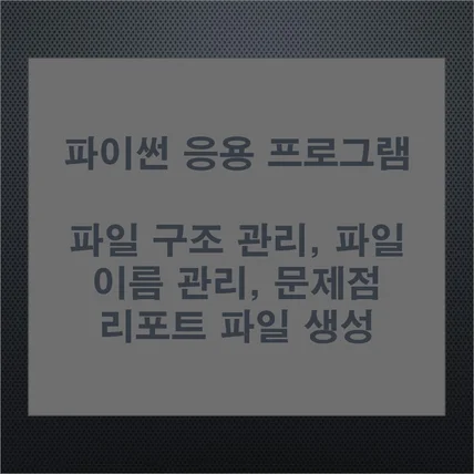 포트폴리오-파이썬응용프로그램-파일 및 파일 이름 관리 자동화