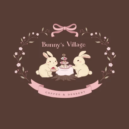 포트폴리오-<Bunny's Village> 빈티지 일러스트 로고 디자인