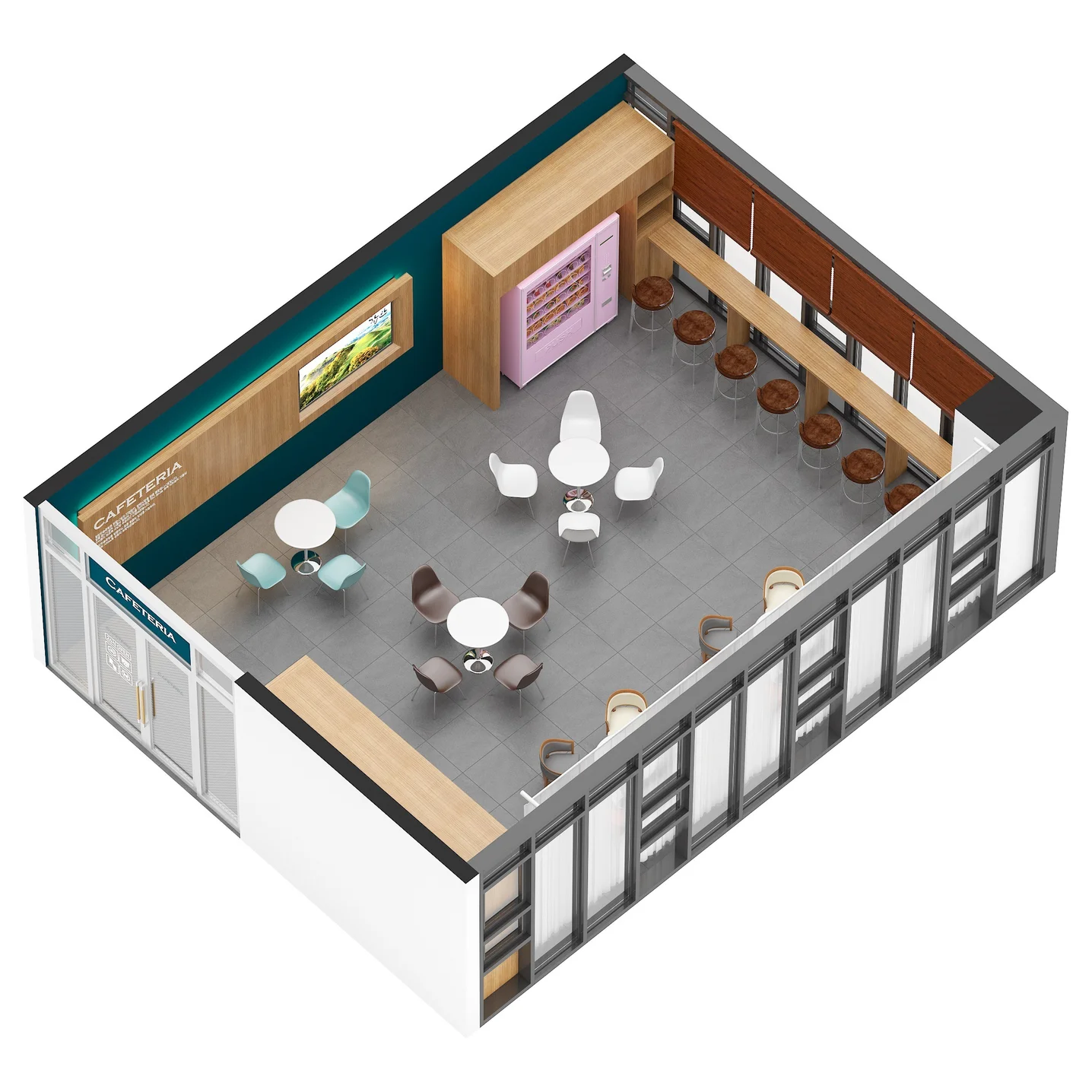 무인카페 아이소/내부투시도, 3D 공간 모델링 포트폴리오 - 크몽