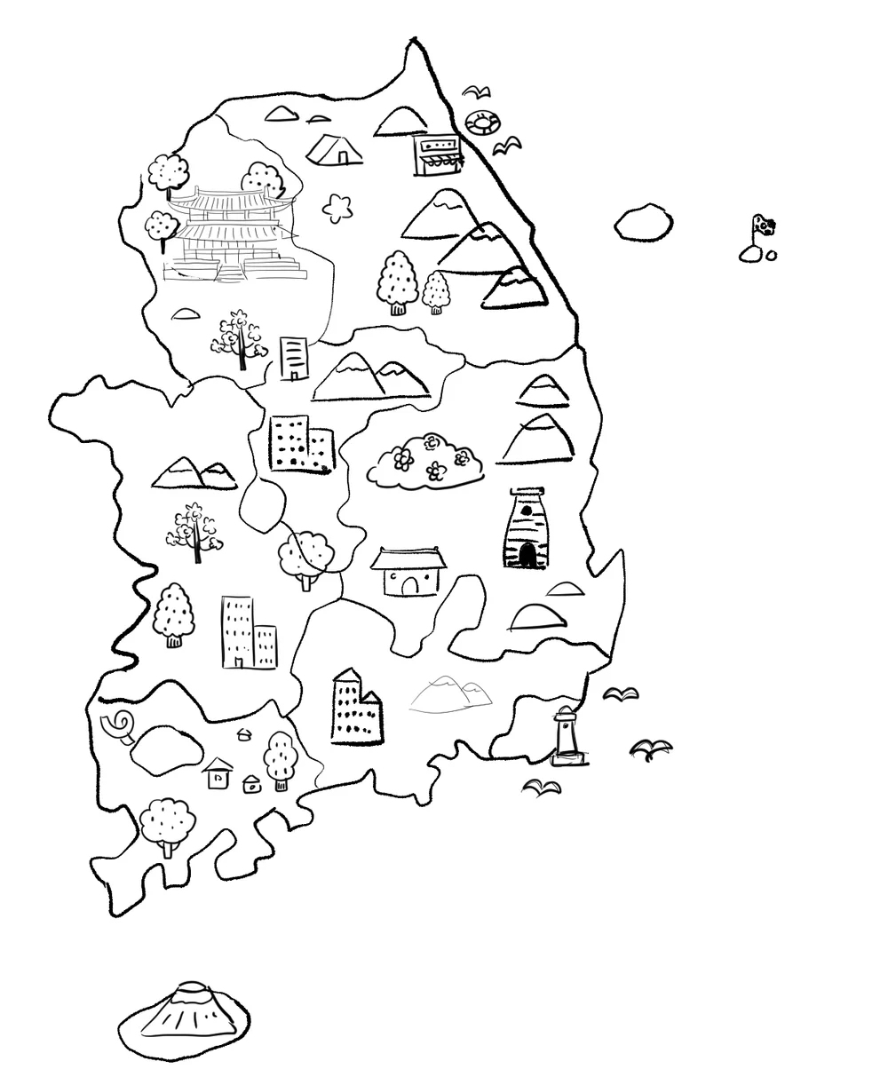 한국 지도 일러스트, 일러스트 포트폴리오 - 크몽