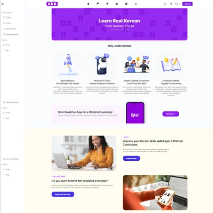 포트폴리오-외국인 대상 LMS JAEM KOREAN 웹/앱 개발