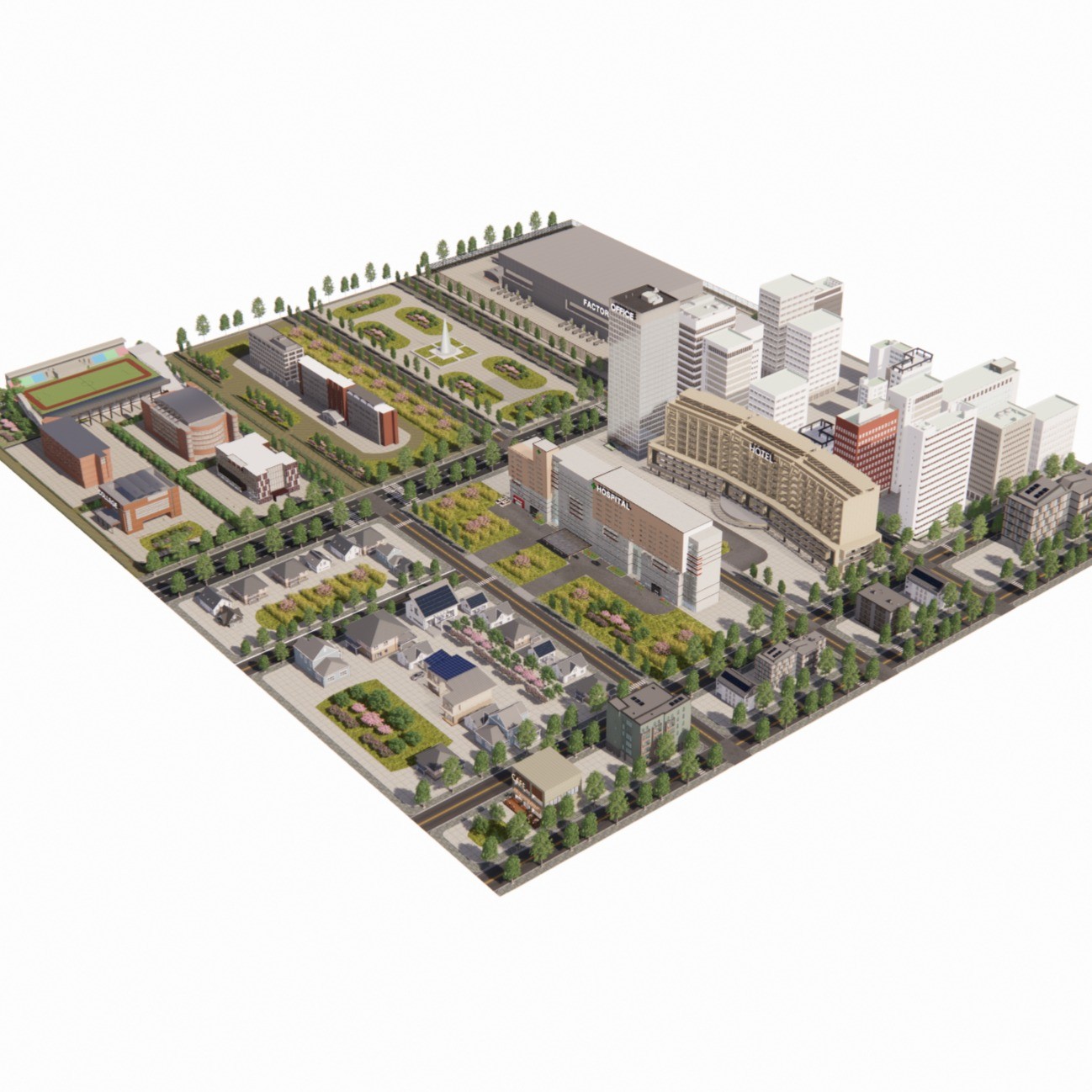 포트폴리오-LG 제안서 _ 도시 조감도 및 3D투시도 (호텔,오피스,학교,주택,까페,병원 투시도)