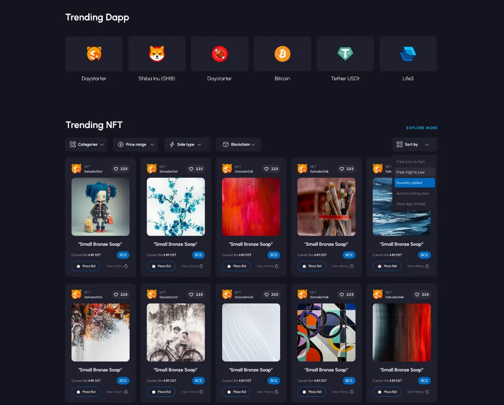 Web 3.0 dApp 마켓플레이스, 블록체인·NFT 포트폴리오 - 크몽