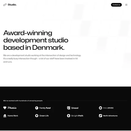 포트폴리오-STUDIO(가제) - 덴마크 소재의 소프트웨어 에이전시 스튜디오 랜딩 웹사이트